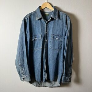 Outfitters Denim Shirt Mens 2XL Western Canadian Made Long Sleeve Vintage
